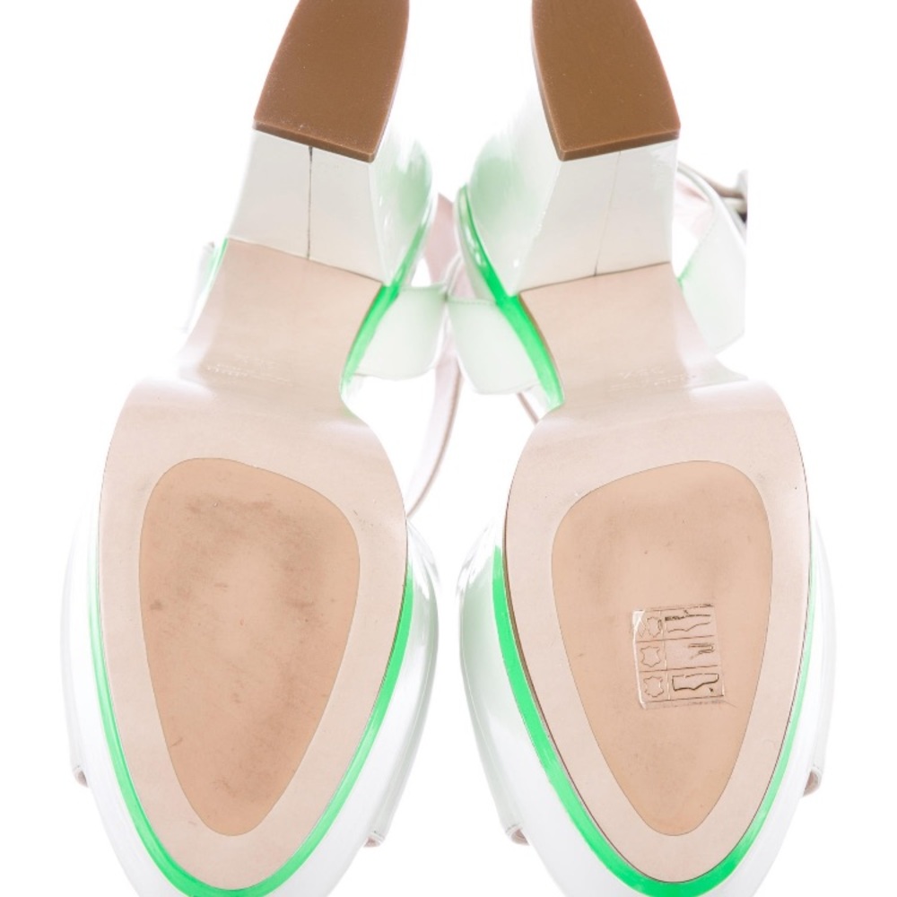 COPY - MIU MIU by Prada White and Green Platforms - Picture 5 of 5